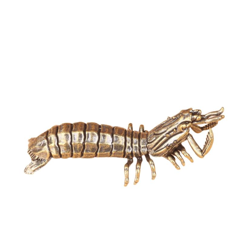 Brass Mantis Shrimp Collectible Figurine Desktop Ornament Solid Metal Marine Animal Decor for Home Desk Housewarming Gift