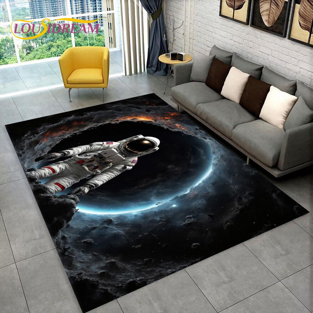 Astronaut Dream Universe Spaceman 3D Outer Space Cartoon Rug Carpet for Living Room Bedroom Decor,Non-slip for Sofa Doormat Kids