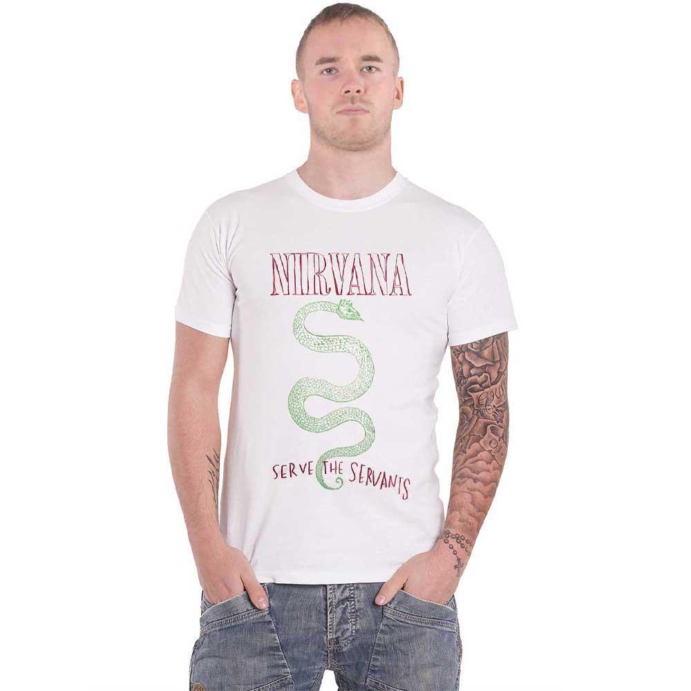 26 Nirvana T Shirt Serve The Servants Band Logo new Official White Unisex T-Shirt M