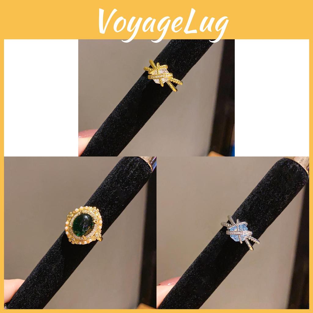 Geometric Zircon Flower Oval Fashion Open Ring For Women