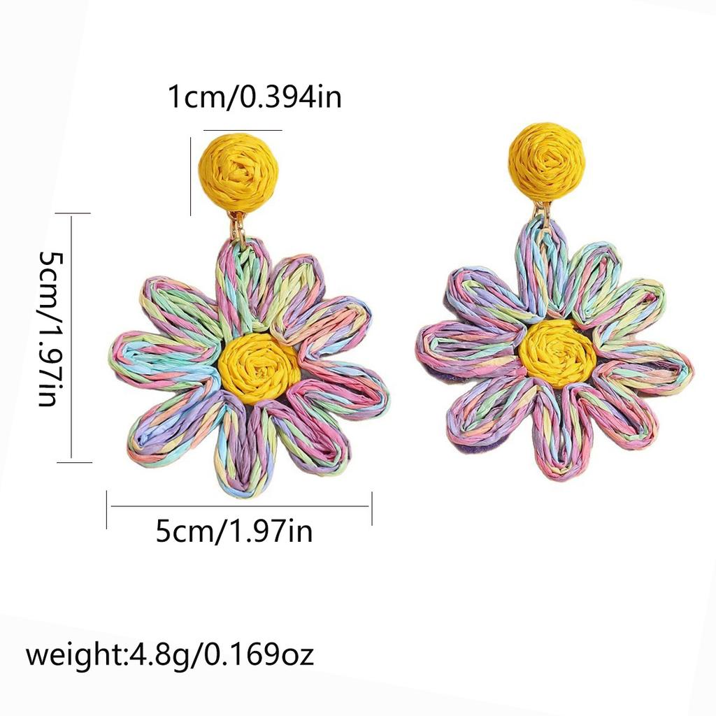 Weaving Flower Earrings For Women, Niche Flower Petals Bohemian Vacation Style Jewelry Gift