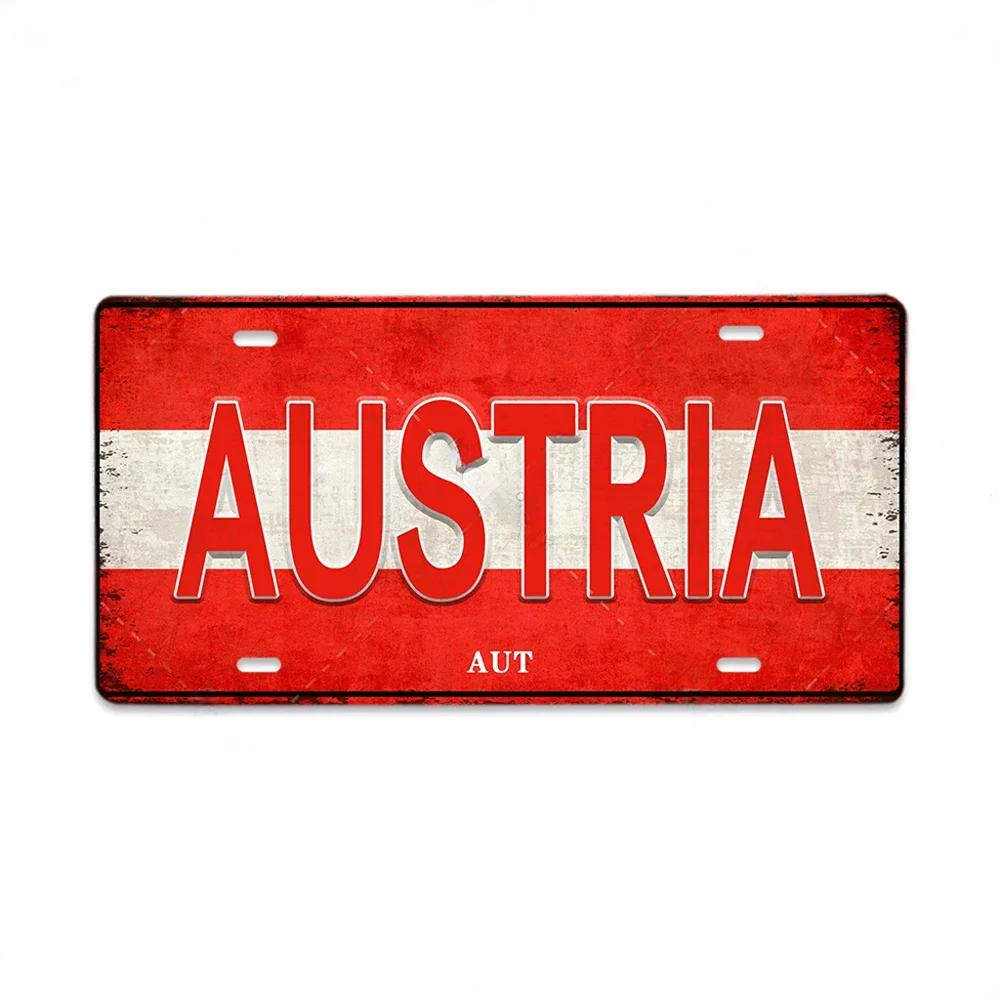 HD Metal Tin Sign World National Flags License Plate Style Vintage Retro Wall Art Decor for Home Bar Garage