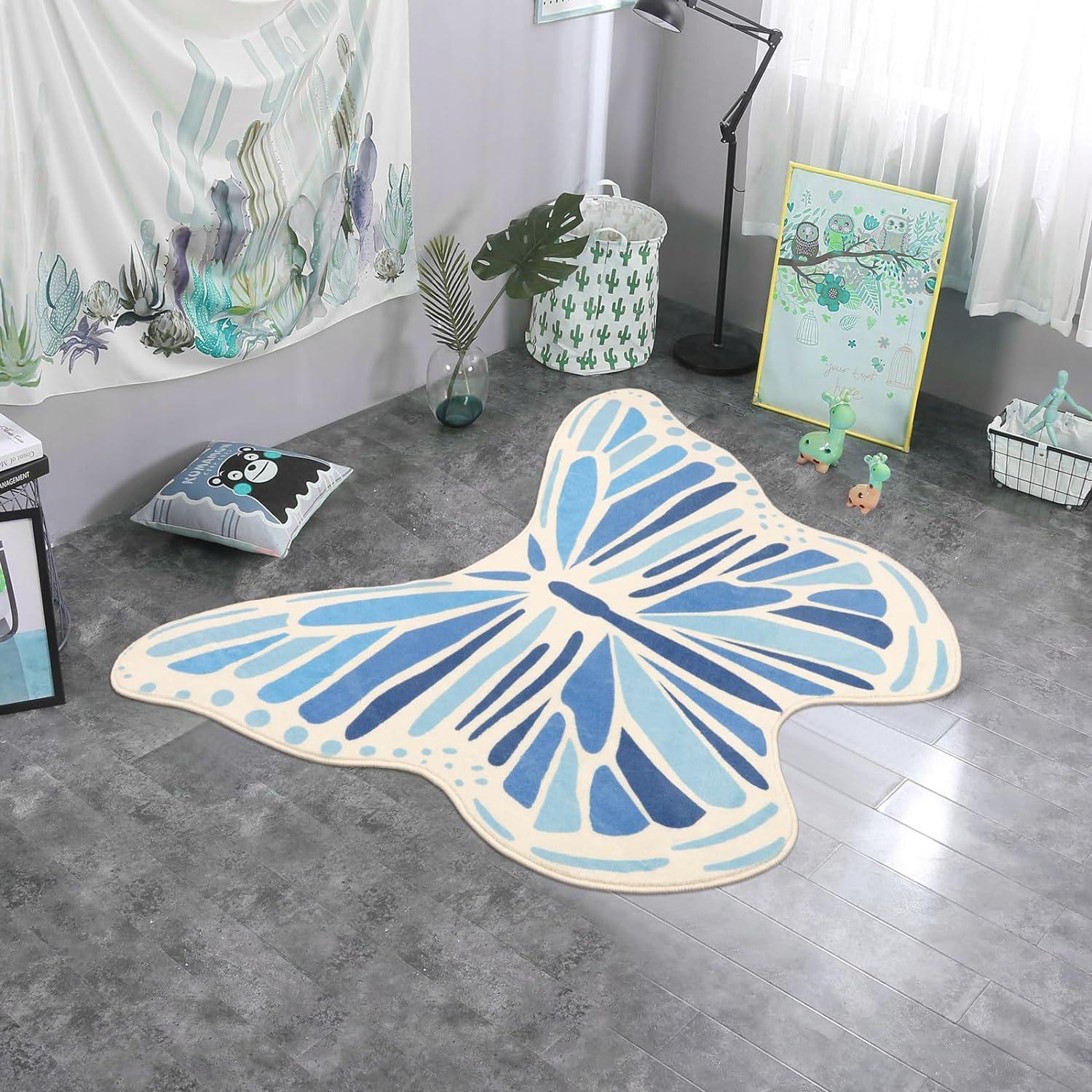 

Colorful Butterfly Carpet Living Room Carpet Bathroom Mat Children s Bedroom Bedside Carpet 60 * 60cm