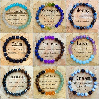 Set di Braccialetti in Pietra Naturale da 9 Pezzi: Design con perline Occhio di Tigre e Ametista