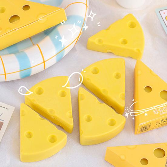 Cheese Shape Eraser Cute PVC Erasers for Kids Students Fun Classroom Prize School Supply for Kindergarten Party Favors