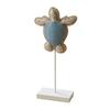 Nautical Sea Turtle Statue Rustic Standing Sea Turtle Block Sign Summer Ocean Tabletop Figurine with Wooden Base for Coastal Beach Home Decor