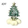Colorful Glass Tree Art Glazed Christmas Ornament with Star Topper, Party Table Decor Art, Faux Crystal Tabletop for Home Office Holiday Centerpiece