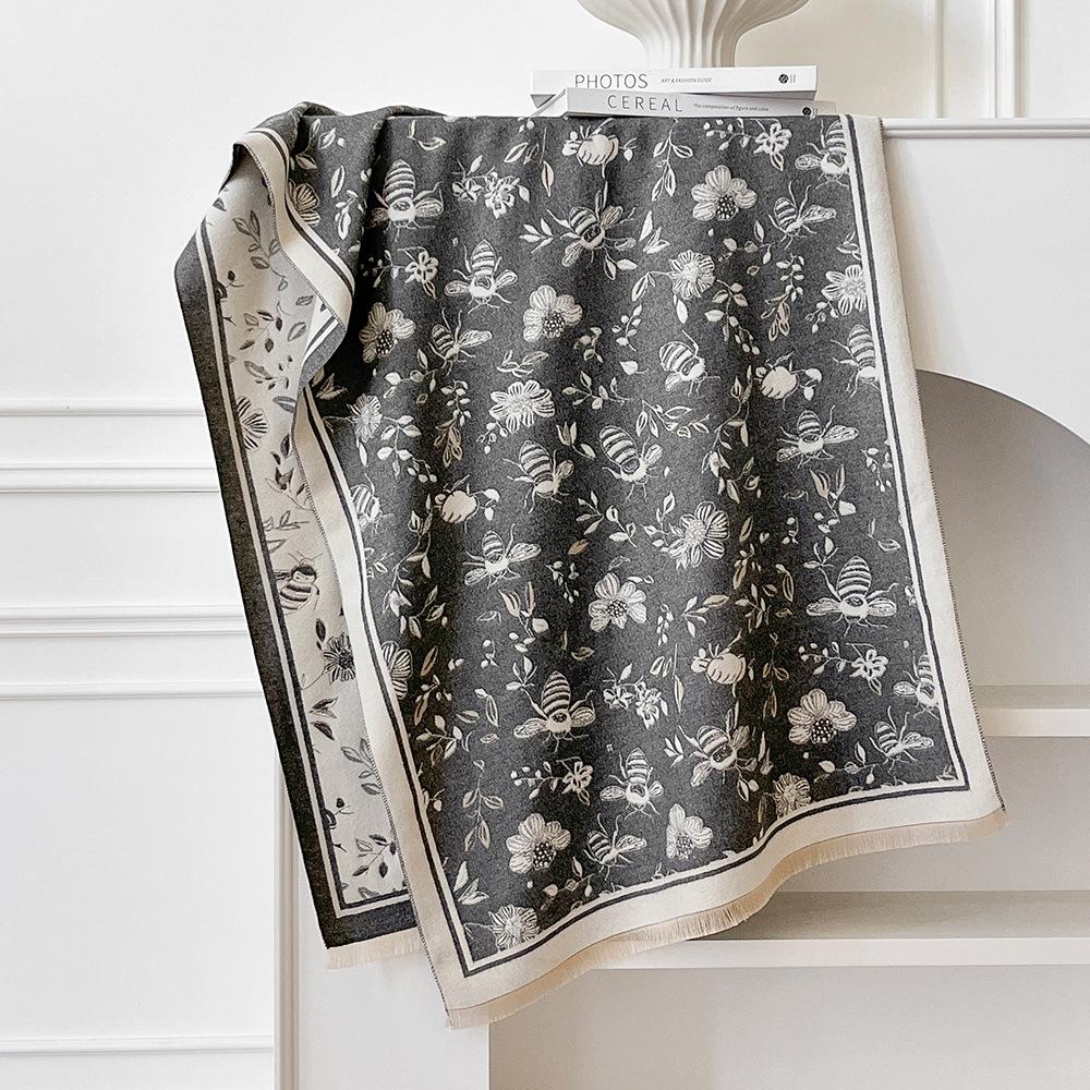 

Женский шарф-шаль для кондиционирования воздуха, теплая и ветрозащитная двухсторонняя большая шаль для сочетания с зимним пальто 185*65cm