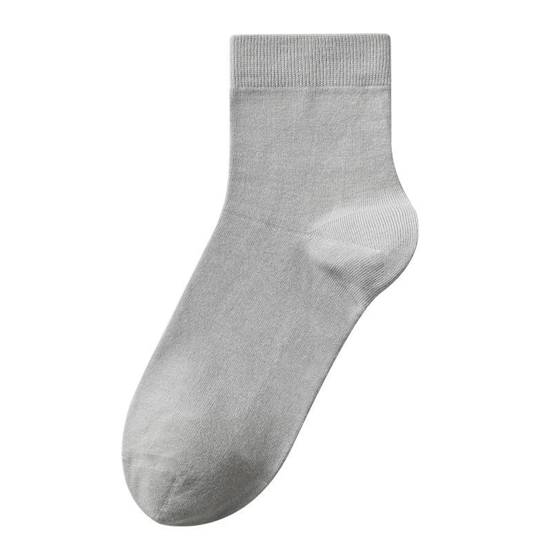All-cotton Men's Mid-calf Socks for Autumn, Solid-color Socks, Anti-odor and Antibacterial Business Long Socks, Pure Cotton for Autumn and Winter