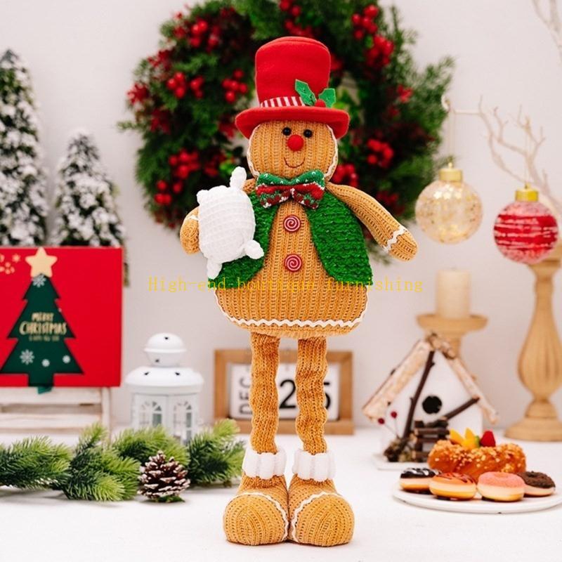 Set of 2 Seasonal Gingerbreads Man Gnomes Figure Plush Christmas Doll Decoration