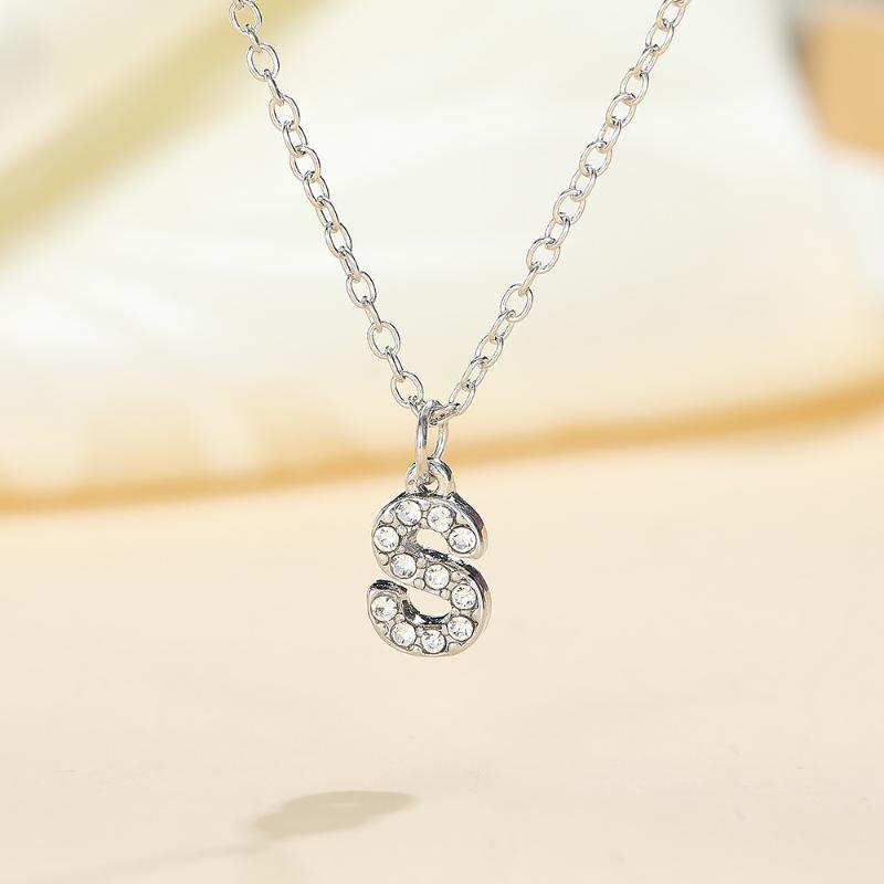 Fashion Shining A-Z Letter Pendant Charm Necklace 26 Initial Alphabet Name Clavicle Chain Party Valentine'S Day Jewelry Gift