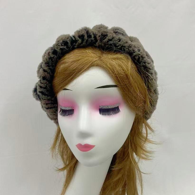Fluffy Winter Fur Hats for Women Soft Warm Elastic Rabbit Fur Headbands Neck Warmer Fashion Ring Scarf