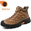 Fashion Handmade Men Hiking Shoes Genuine Leather Mens Walking Shoes All-match Men's Basic Boots Outdoor Men Winter Plush Snow Boots