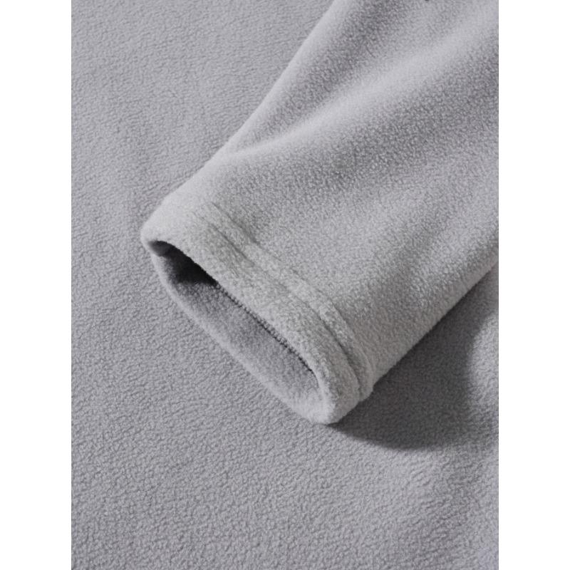 Men S Stand Collar Half Zip Fleece Sweatshirt Solid Color Long Sleeve Casual