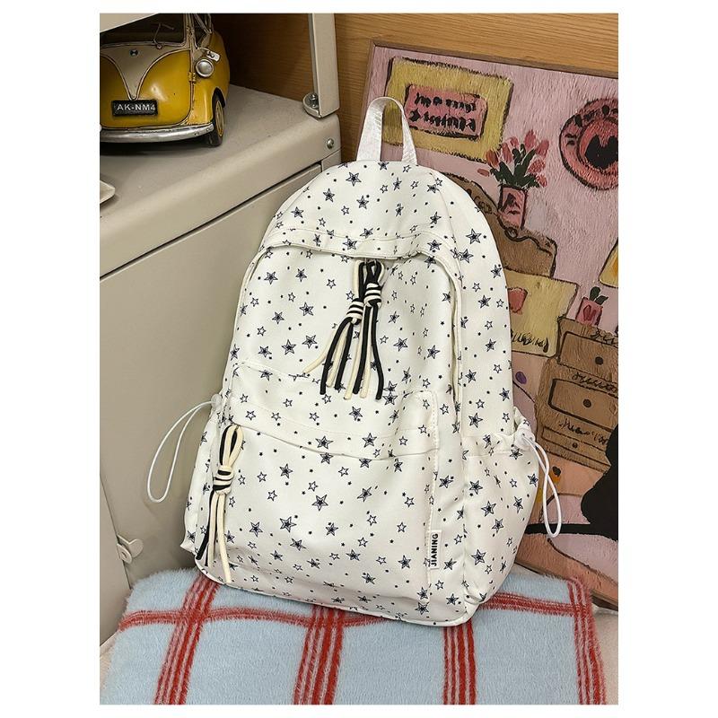 Korean Small Fresh Schoolbag Female College Student Simple Star Backpack Lightweight Large Capacity High School Backpack
