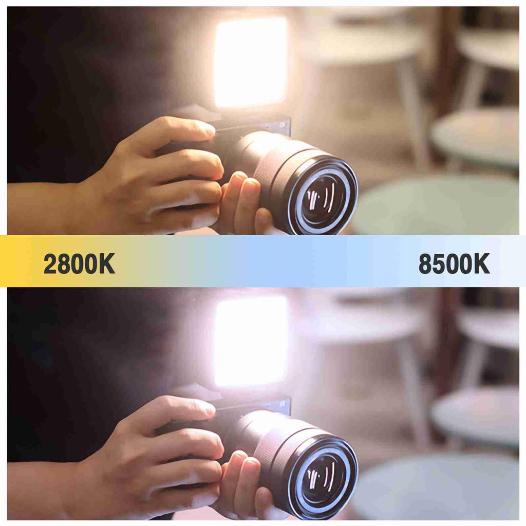 LED Photography Fill Light Dual Color Temperature 2800K 8500K Brightness Adjustable Fill Light with LCD Display Black