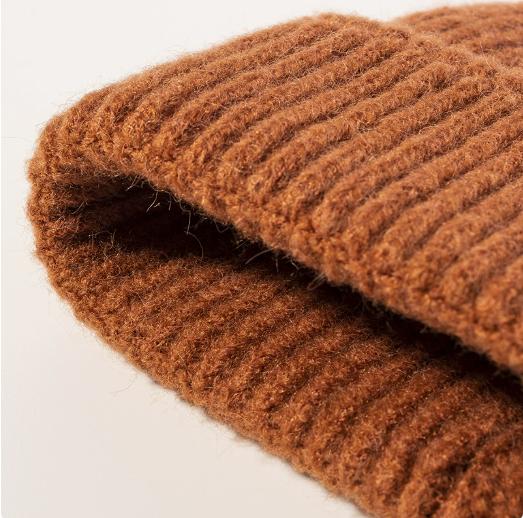 Cross-Border Soft Double Layer Pullover Bare Plate Knitted Warm Dome Hat Acrylic Beanie