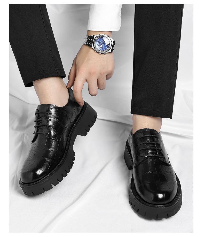 Business Casual Retro Dress Shoes for Men Big Size Fashion Cow Leather Shoes Man British Spring Autumn Lace Platform Shoes Man