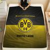Pătură Flanelată cu Imprimeu Borussia Dortmund, Calitate Înaltă, Confortabilă pentru Toate Anotimpurile, Decor Acasă, Căldură și Confort