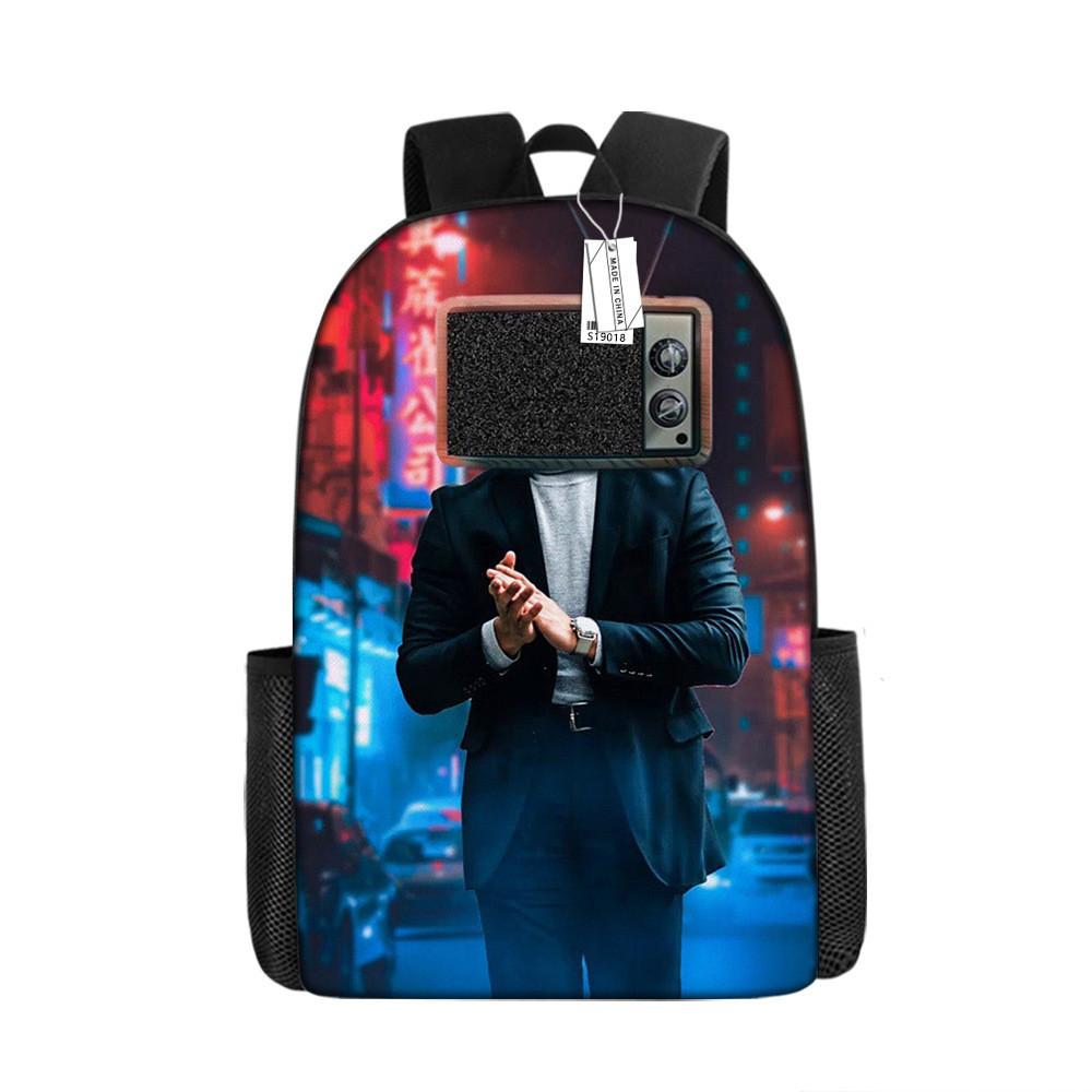 Skibidi Toilet Character Kids Backpack With Breathable Oxford Cloth For School Use