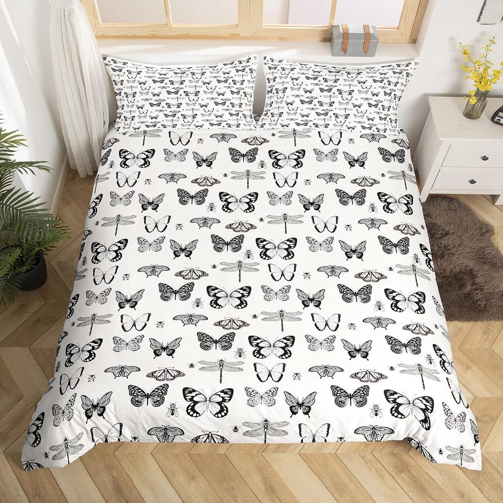 Bohemian Dragonfly Quilt Cover Set Soft Comfortable Bedding Duvet Cover Three-Piece Set