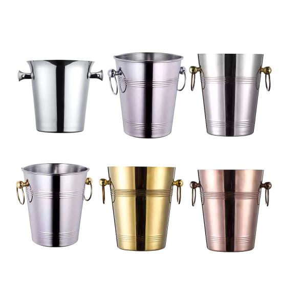 Stainless Steel Ice Bucket for Wine Champagne 2/5L Heavy-Duty Insulated Wine Cooler for Bars Hotels Parties Rust-Proof Thickened Barrel