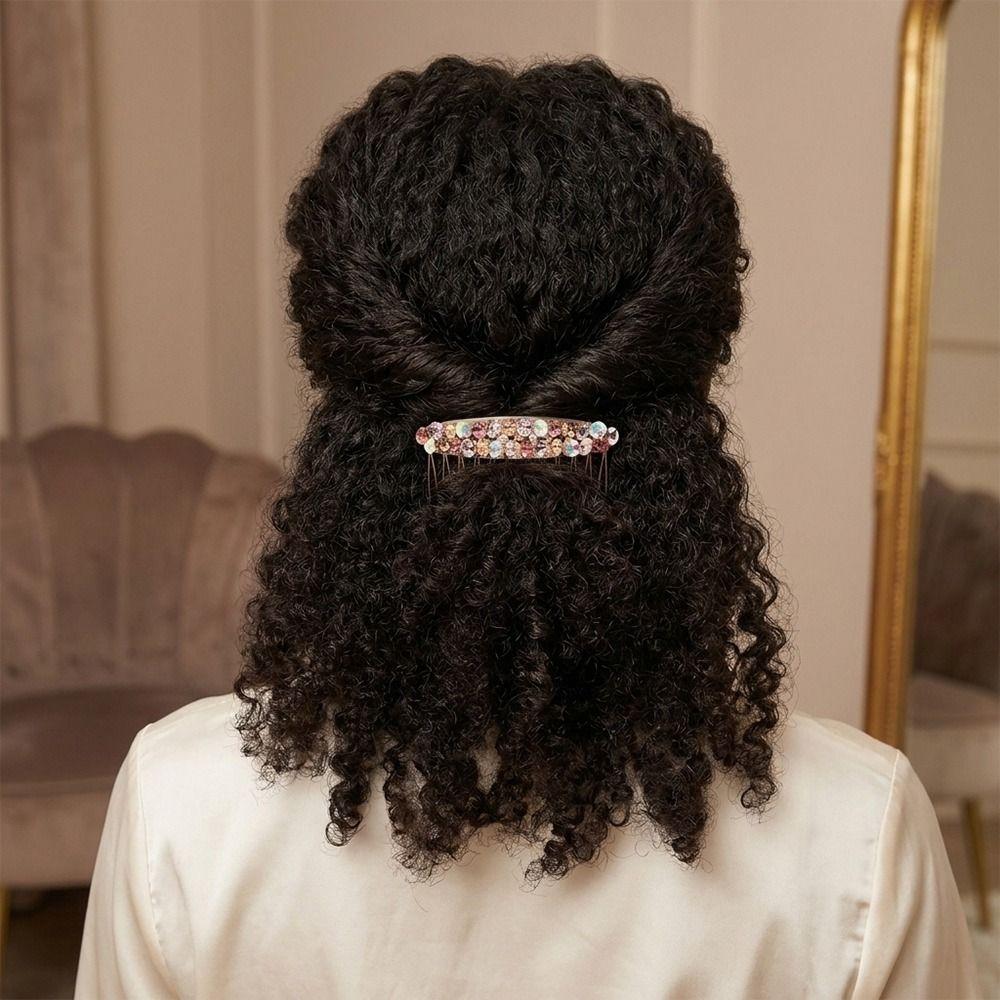 Mehrfarbige Kamm-Klammer Voll besetzt mit Strasssteinen Pony Haarspange mit Kamm Einsatz für Prinzessinnen Haaraccessoires