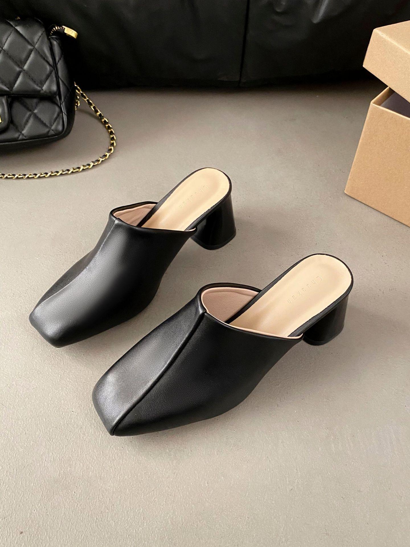

Thick heel women s slippers wish new bag head height increase thin women s shoes 2025 Korean version comfortable foreign trade cool slippers 35
