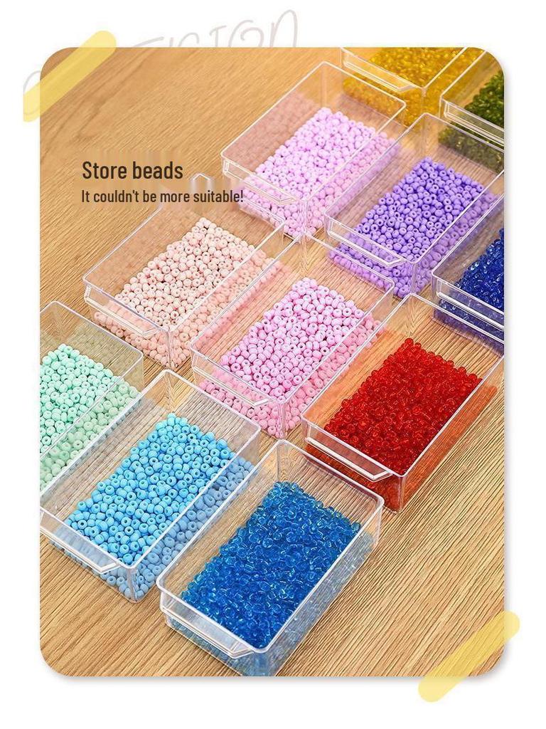 Transparent Multi-Compartment Colored Glaze Beads and Jewelry Organizer Box