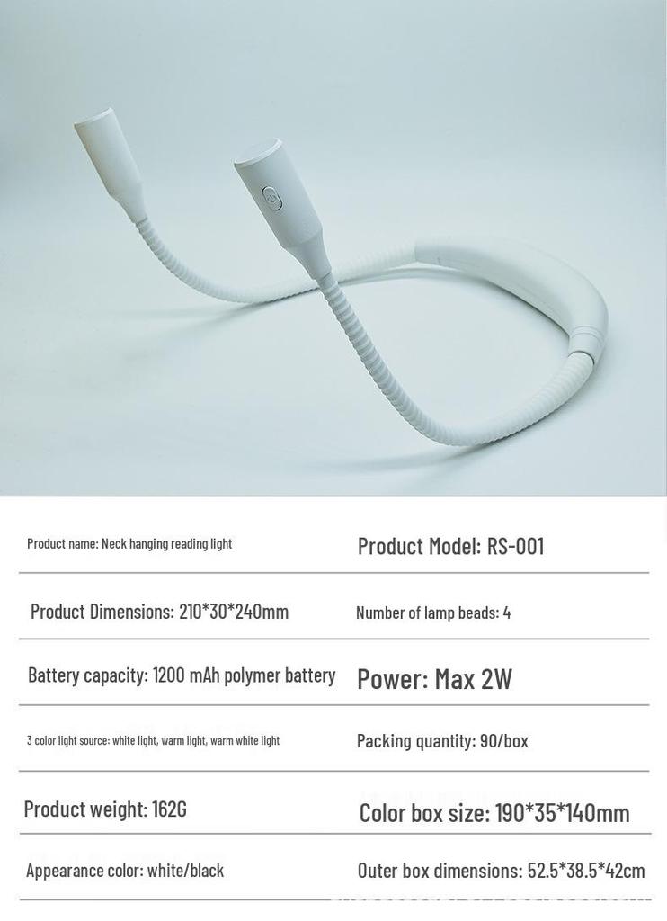 USB Rechargeable Neck Light for Eye Protection - Lightweight, Multifunctional Reading and Study Lamp for Students