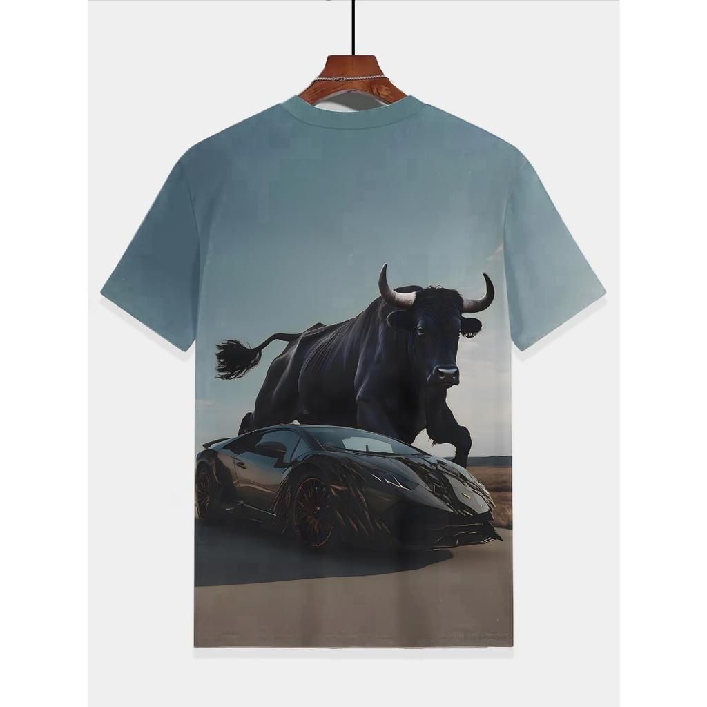 Coole Rennwagen und Stierkampf Kleidung Jungen Kinder T-Shirt T-Shirts für Jungen T-Shirts Outdoor Kleidung für Kinder Oberteile Top