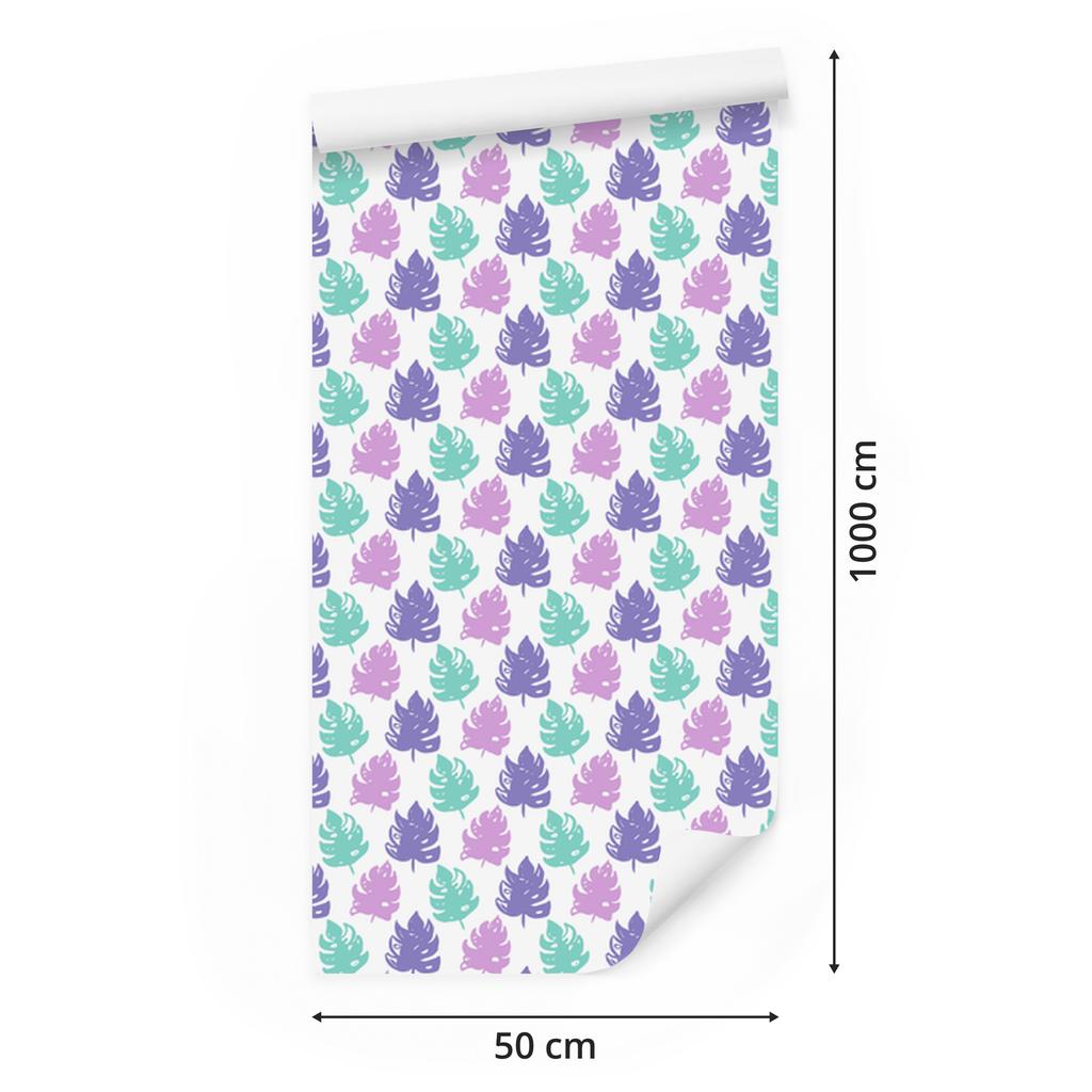 Leaves Wallpaper White and Blue for Living Room and Bedroom 50x1000
