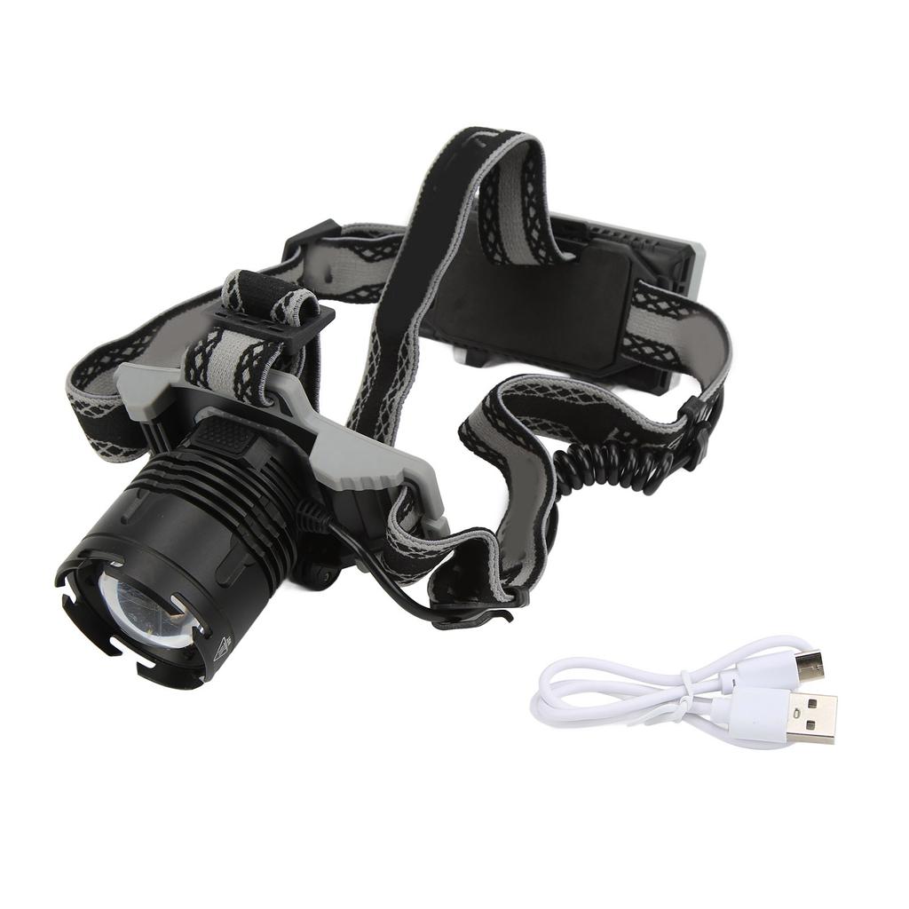 Headlamp XHP70 Headband Flashlight USB Charging Hard Light with Headband Digital Display Zooming