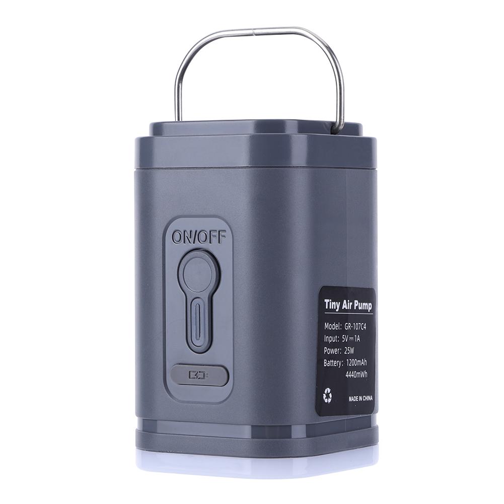 

Wireless Air Compressor Camping Light 3 Lighting Modes Mini Inflate Deflate Pump Rechargeable for Air Beds Boat Swimming Ring сірий