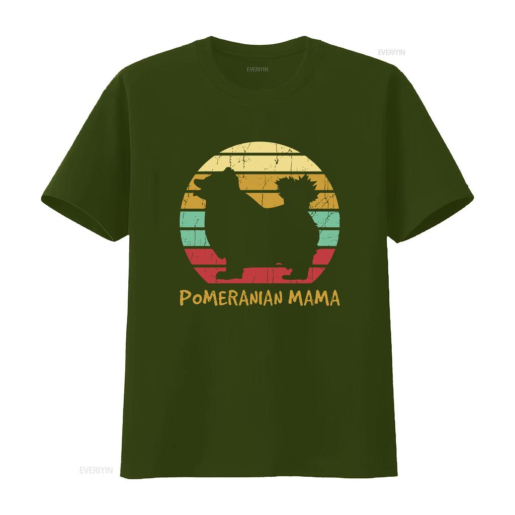 Pomeranian Dog Mama SunseT T Shirt Retro Owner Animal Pet Lover Silhouette Vintage  Vintage Washed Stylish Stretched Streetwear