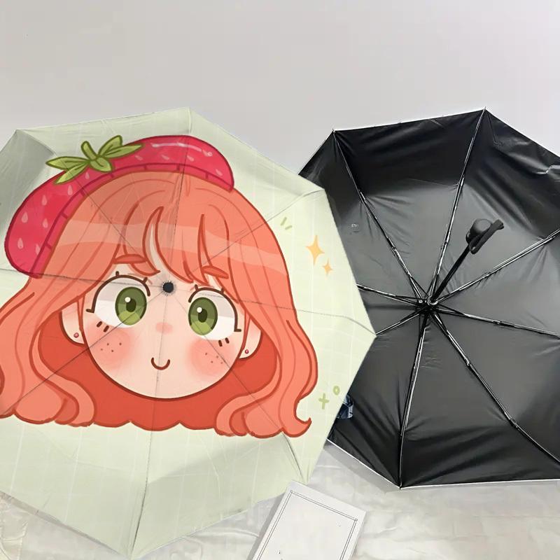Strawberry Hat Adventure Umbrella: Perfect for Outdoor Fun with Auto-Open/Close Feature, Lightweight and Durable for Travel 183