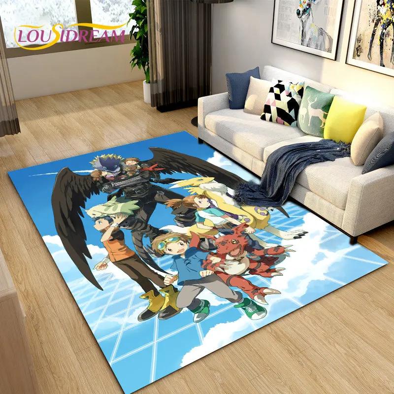 Digimon Adventure Cartoon Area Rug Large,Carpet Rug for Living Room Bedroom Sofa Doormat Decoration, Non-slip Floor Mat Cover 3D