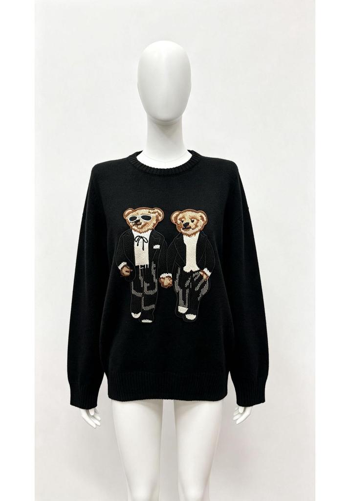 2026 Autumn/Winter Women's Casual Academy Style Bear Sweater