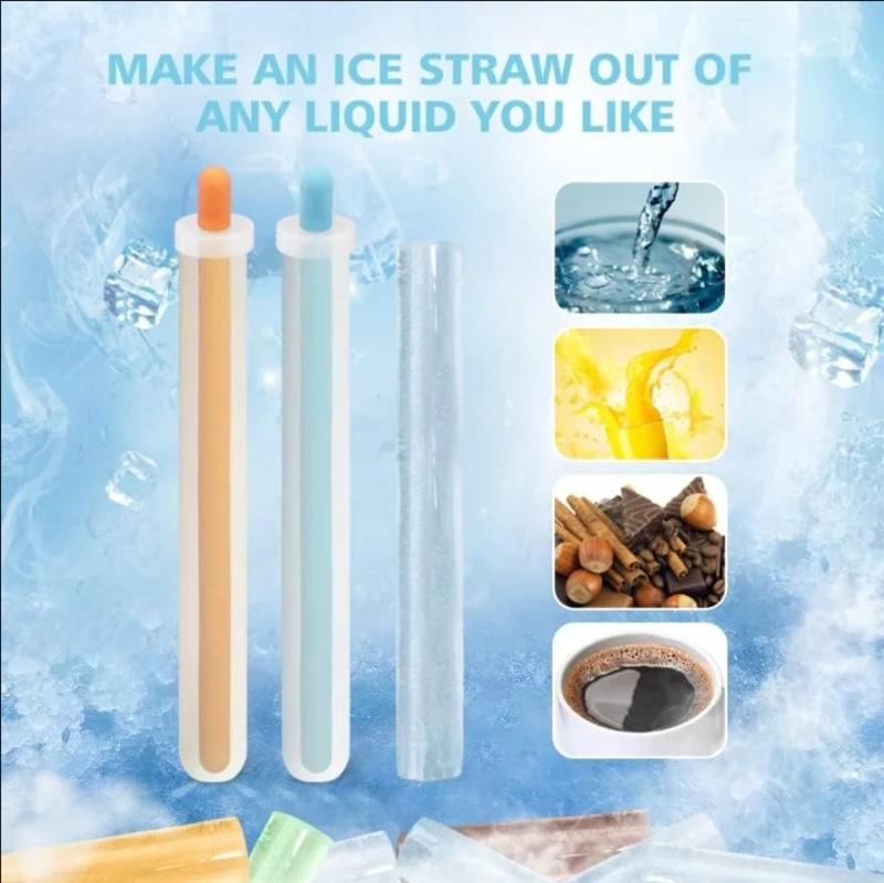 Silicone Ice Straw Mold Reusable Drinking Straw Mould Milkshakes Ice Straw Maker Tool for DIY Beverage Milk Teas Straw