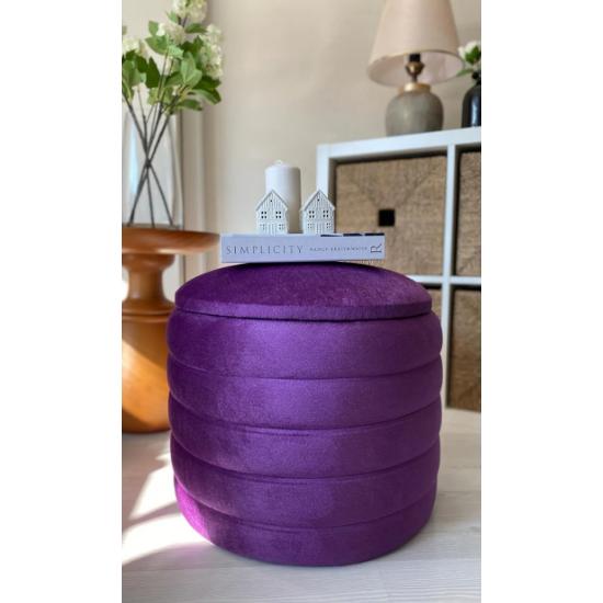 Geniş Oturum Alanlı Handmade Silinebilir Kumaş Sandıklı Silindir Dekoratif Puf Orta Sehpa