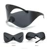 Futuristic Sunglasses Oversized Wrap Around Punk Y2K Goggles Silver Sports Sun Glasses Fashion Chic Rimless Shades for Men Women