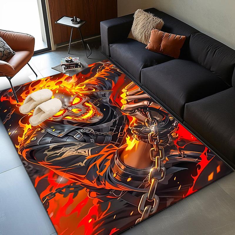 Ghost-Rider On Fire Area Rug Suitable for Indoor And Outdoor,Carpets for Kitchens, Homes, Offices, Living Rooms,Home Decor,Christmas Gift