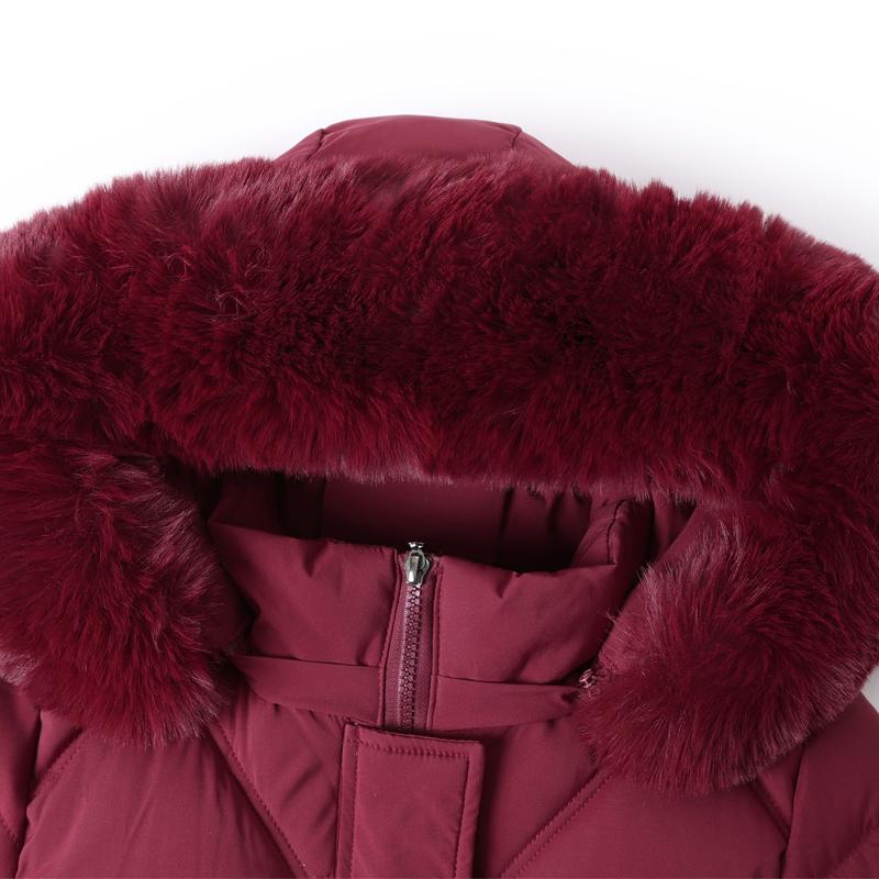 Plus Size Middle Age Women Winter Coats Hooded Faux Fur Collar Elegant Thick Warm Parkas Female Jackets