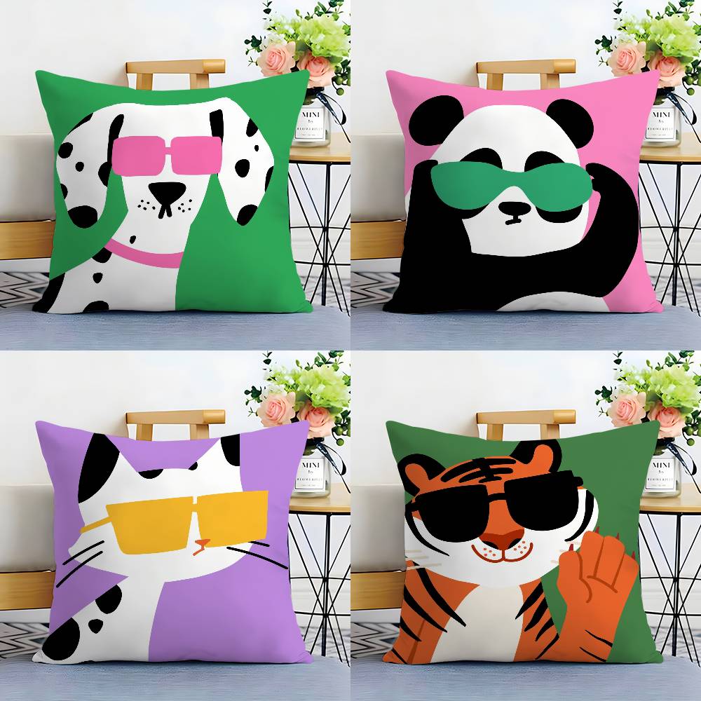 Cartoon Animal Cute Pillow Case Plush Fabric Soft Double Sided Print Home Sofa High Quality Cushion Cover Throw