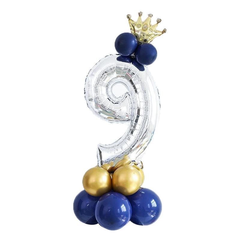 

Explosive 32-Inch Digital Column, Black Gold Crown Balloon Birthday Decoration, Party Road Guide Aluminum Film Balloon 32 inch navy blue digital set 9