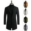 Autumn Men Trench Coat Solid Color Single Breasted Slim Fit Windproof Mid-length