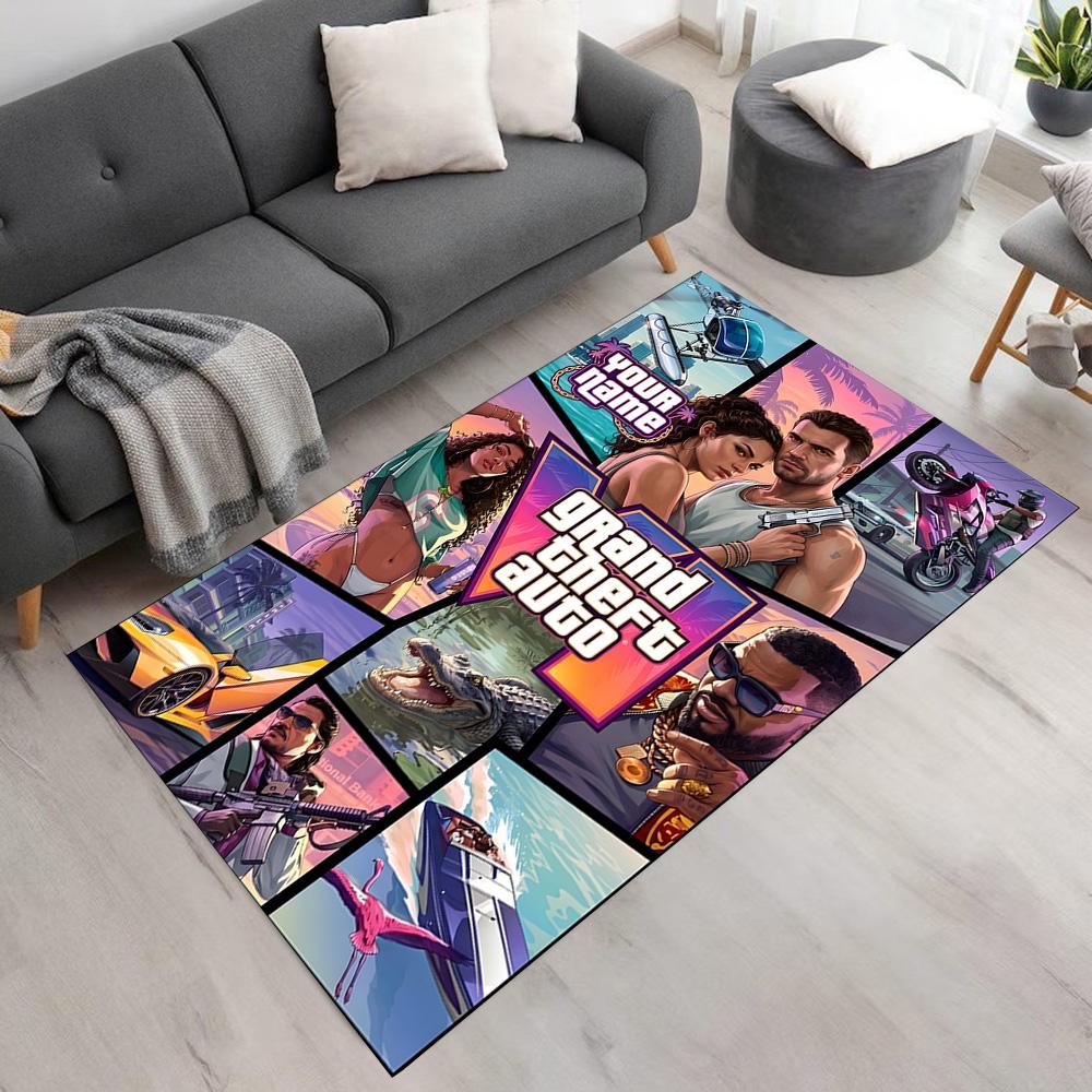 Grand Theft Auto Customize Your Name Area Rug Suitable for Decorate room Game Room Foyer Hallway Antislip Carpet Office home decor Spiritual Gift
