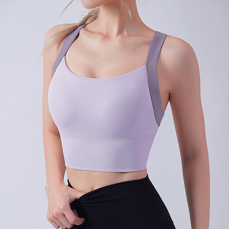 

Женский спортивный жилет с цельными фиксированными чашками: Ударопрочный бюстгальтер для бега и йоги Medium