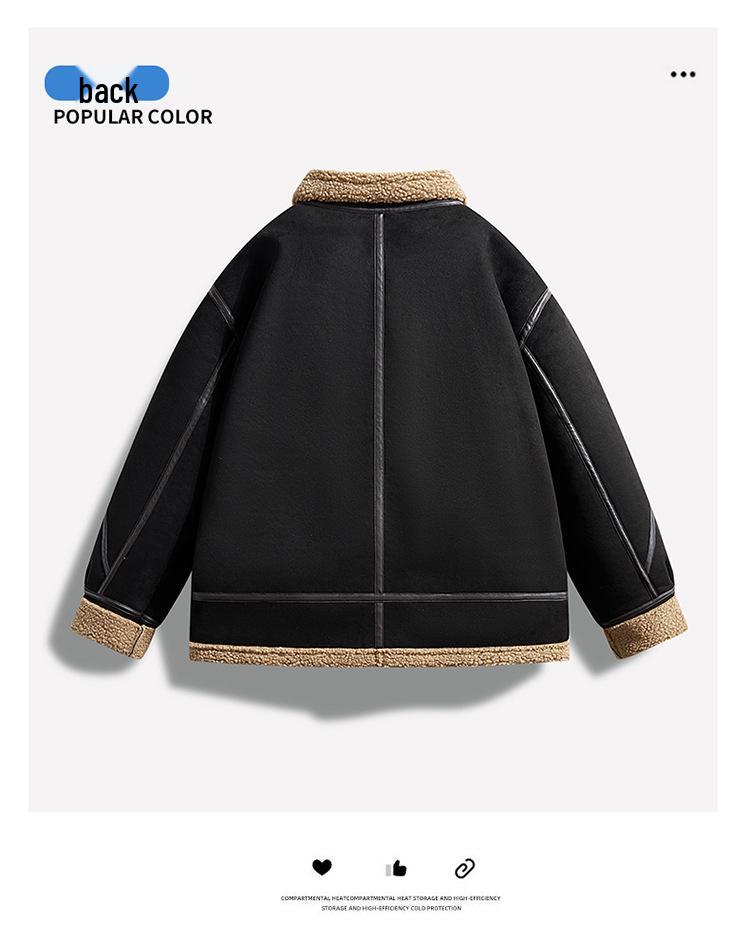 Men's Suede Plush Lined Autumn Stand-Up Collar Jacket