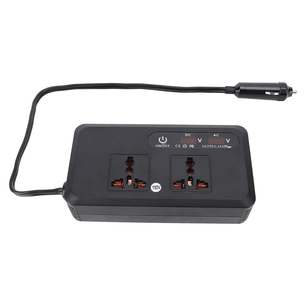 200W Car Power Inverter DC 12V Car Inverter 2 USB Ports 2 Type C Ports Charger Adapter Car Plug